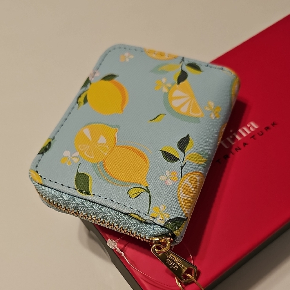 Trina Turk Blue and Yellow Wallet with Citrus Pattern - Picture 4 of 9